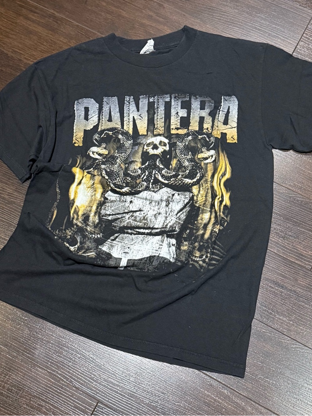 Vintage Y2K 2000s Mens PANTERA SKULL SNAKES FLAME MENS MEDIUM